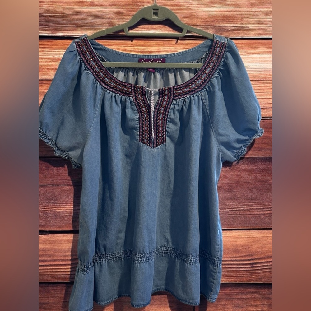 Denim Gloria Vanderbilt Western Top  Size 2X